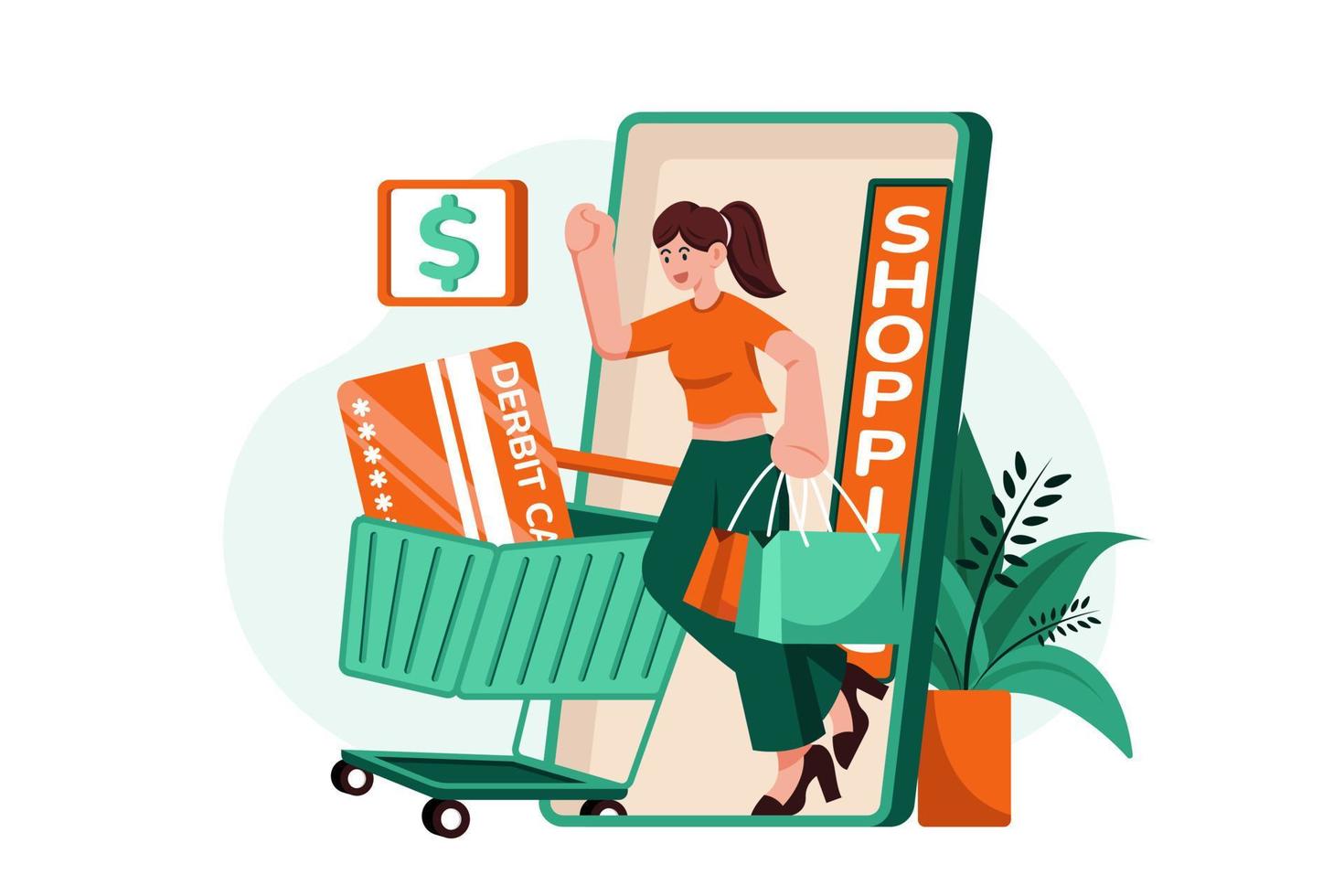 conceito de ilustração de pagamento de compras móvel em fundo branco vetor