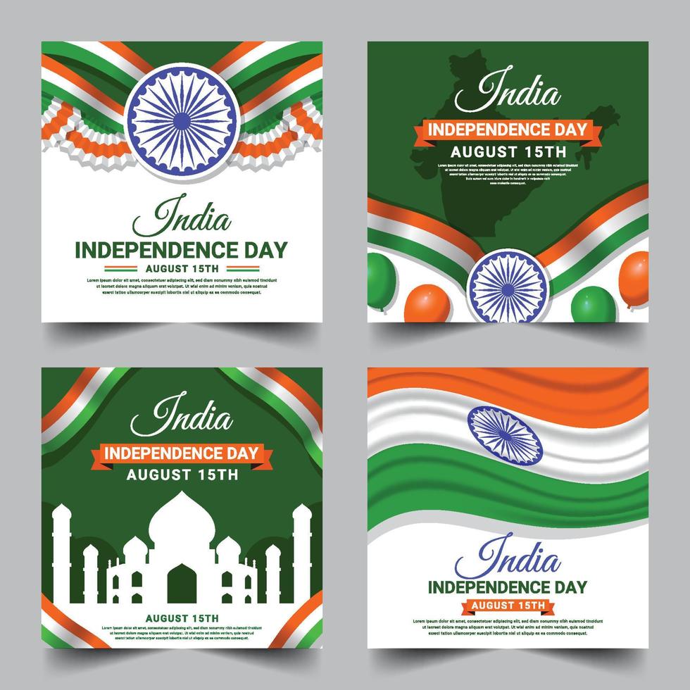postagem de mídia social do dia da independência da índia vetor