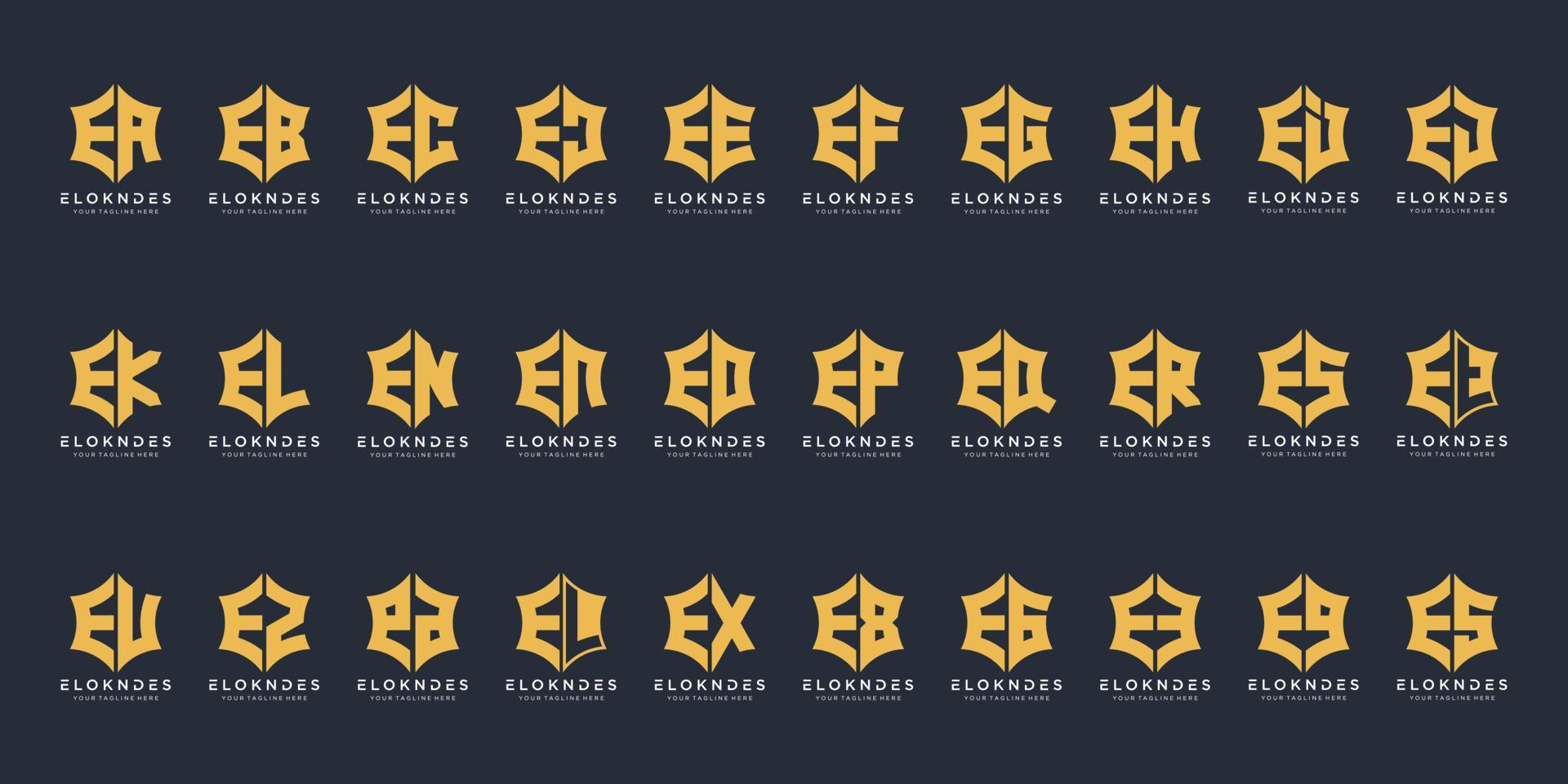 conjunto de carta criativa com inspiração de design de logotipo de monograma hexágono de forma. ícones para negócios de luxo, elegantes, simples. vetor