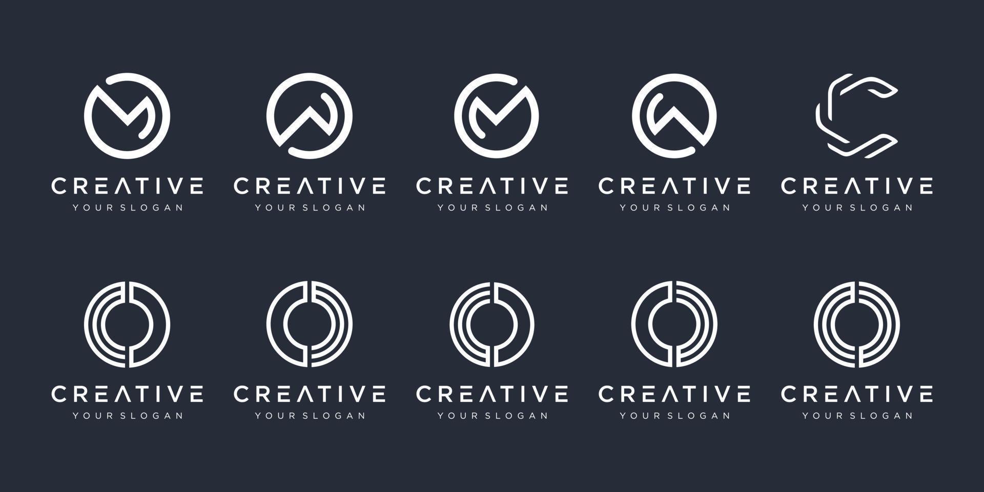 conjunto de modelo de design de logotipo de monograma criativo. ícones para negócios de luxo, elegantes, simples. vetor