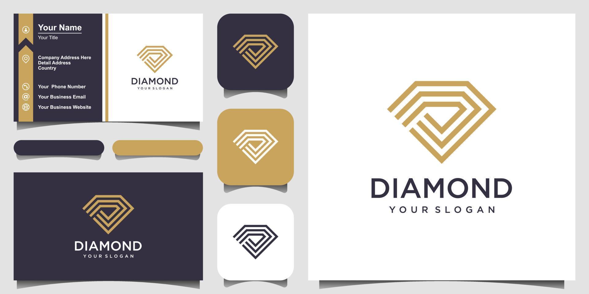 modelo de design de logotipo de conceito de diamante criativo e design de cartão de visita vetor