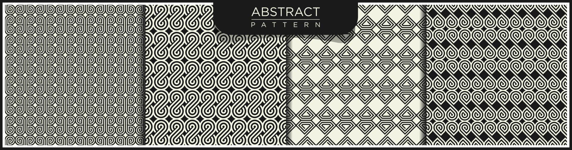 conjunto de padrão geométrico de linha sem costura. fundo branco e preto com ornamentos árabes. padrões, fundos e papéis de parede para seu projeto. ornamento têxtil. ilustração vetorial. vetor