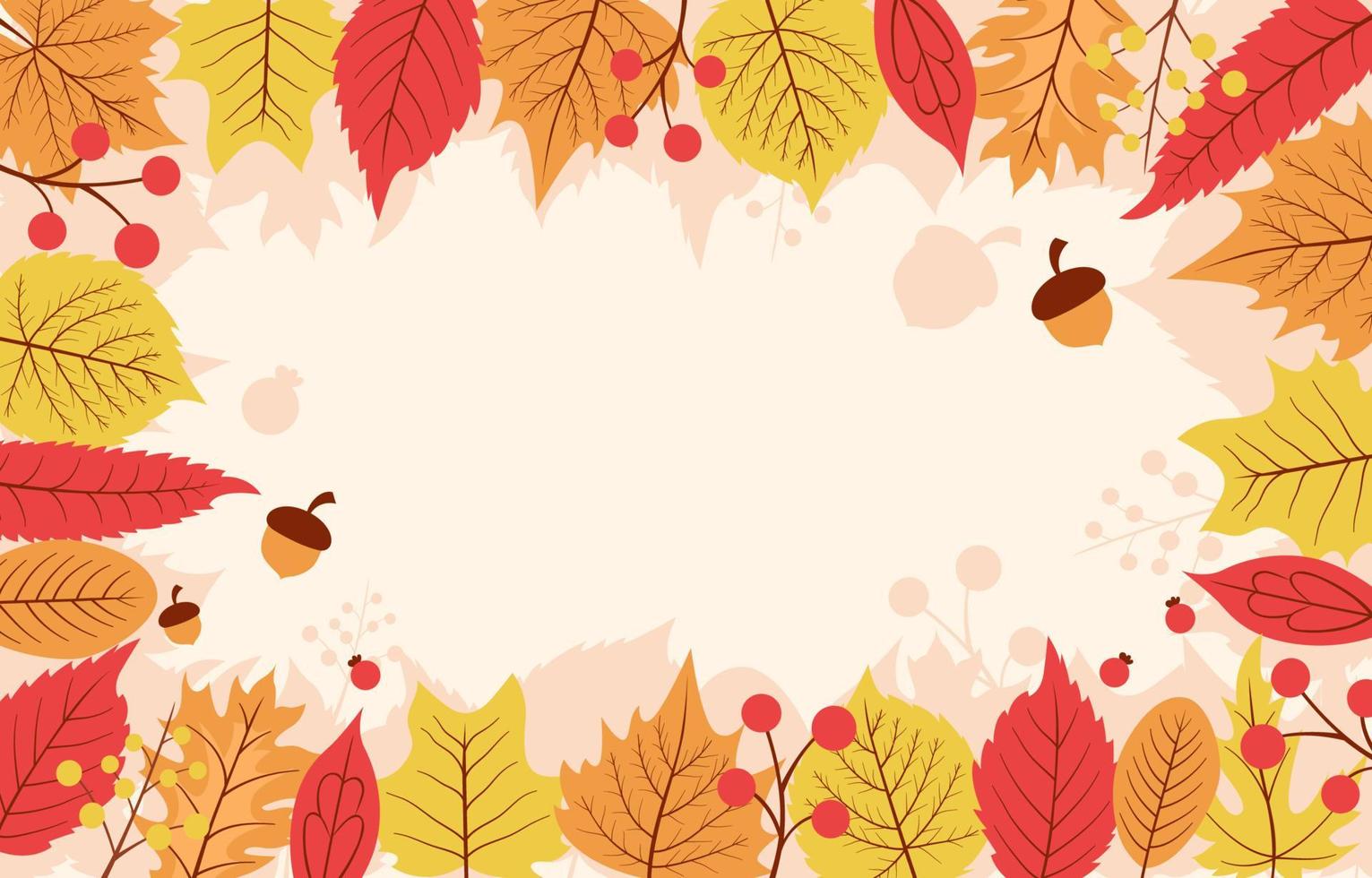 fundo de folha de outono com moldura de folhas caídas vetor