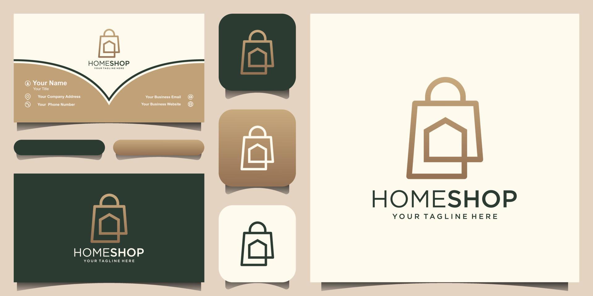 modelo de design de logotipo de loja em casa, bolsa combinada com casa. vetor
