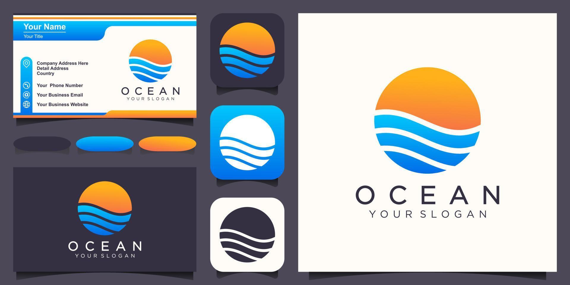 modelo de design de logotipo abstrato oceano. simples e moderno vetor