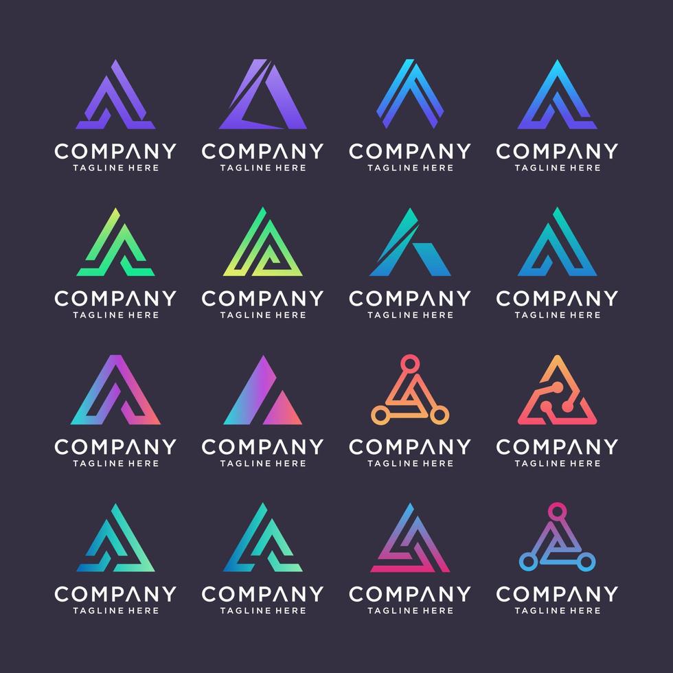 conjunto de carta inicial de coleção um modelo de design de logotipo. ícone de monograma abstrato criativo para negócios modernos, marketing digital, tecnologia. vetor