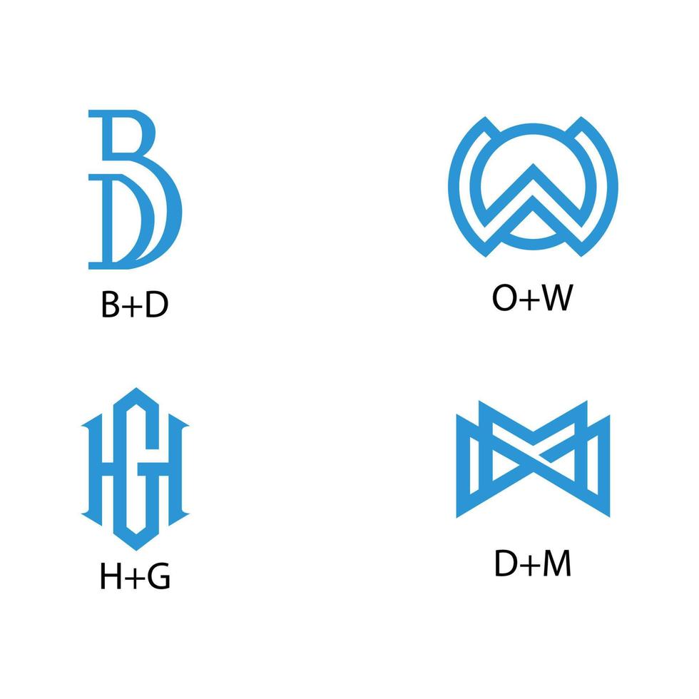 design de logotipo de carta criativa. monograma carta criativa bd hg dm ícones de modelo de design de logotipo vetor