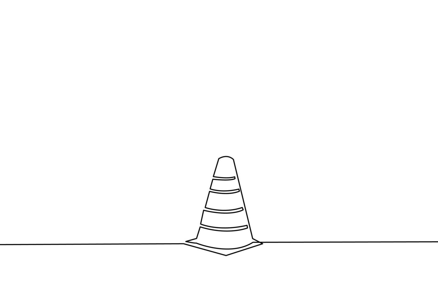 desenho de linha contínua do cone de trânsito. vetor