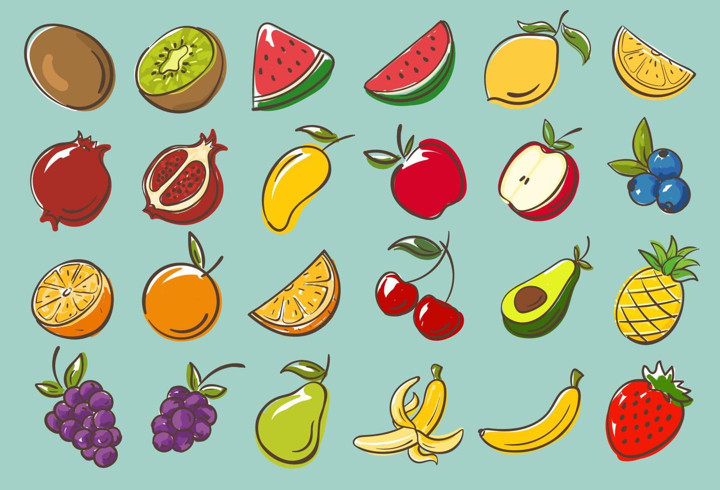 desenho de ilustração de conjunto de coleção de frutas vetor