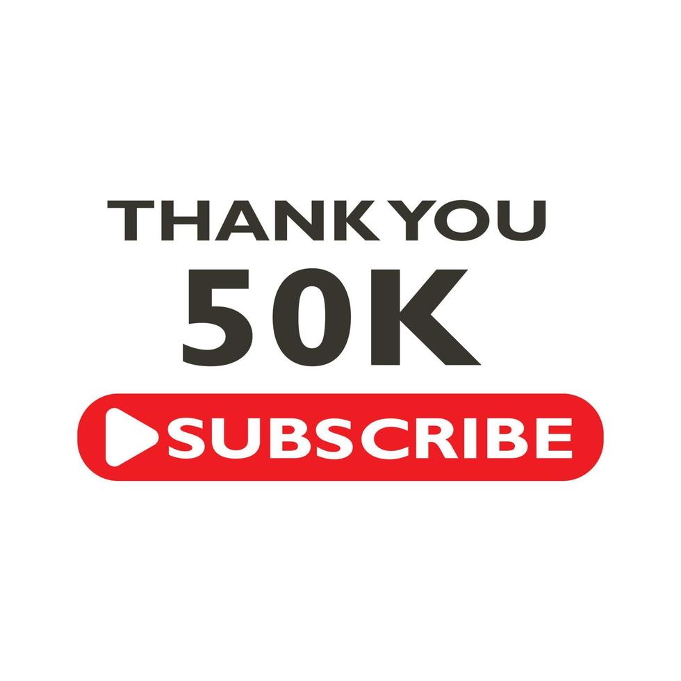 obrigado 50 k subscrever ilustração vetorial de arte de banner vetor