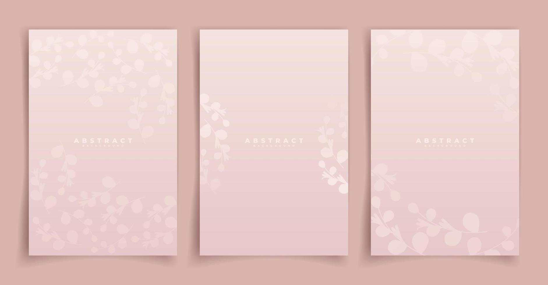 conjunto de fundo de design de capa de folha ou papel de parede. abstrato. gradiente de folha rosa em fundo rosa. padrão de vetor elegante para convite de luxo, menu, pôster botânico, convite de casamento