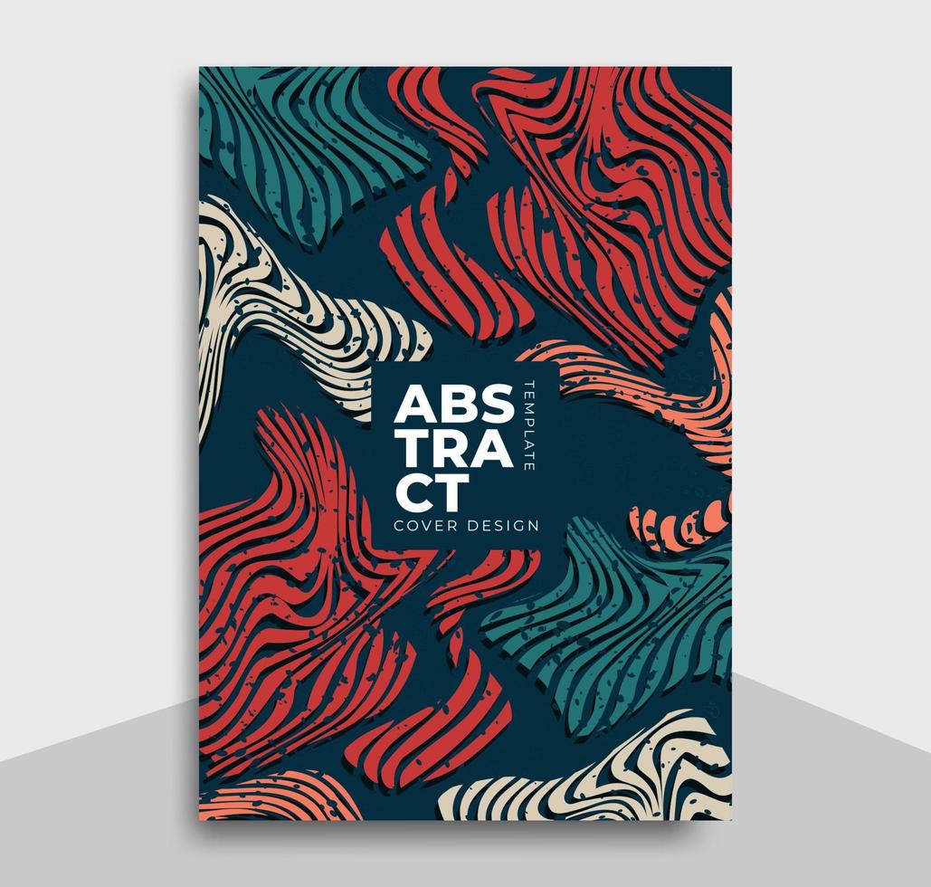 modelo de design de capa em estilo abstrato de onda retrô vetor