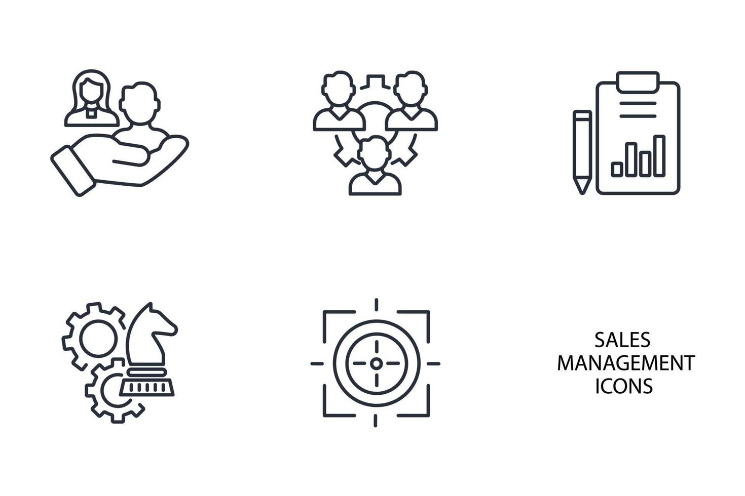 conjunto de ícones de gerenciamento de vendas. elementos do vetor de símbolo do pacote de gerenciamento de vendas para web infográfico