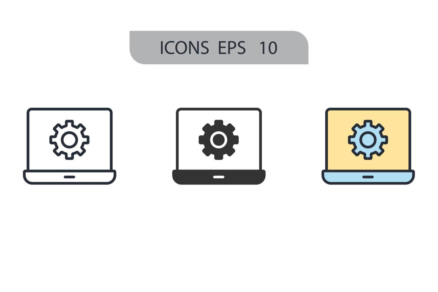 ícones de laptop simbolizam elementos vetoriais para web infográfico vetor