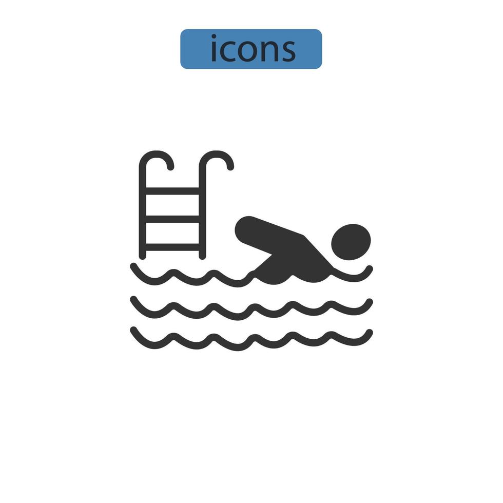elementos de vetor de símbolo de ícones de piscina para web infográfico