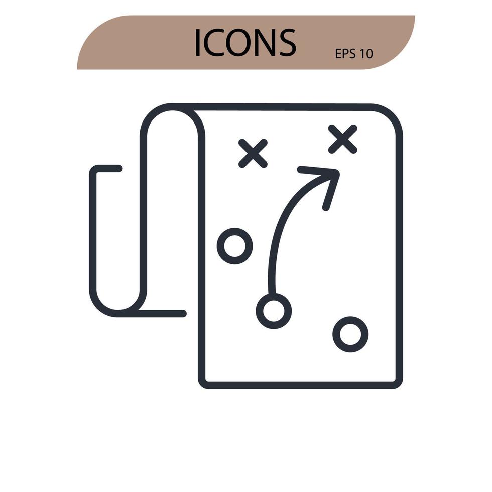 ícones de estratégia simbolizam elementos vetoriais para infográfico web vetor