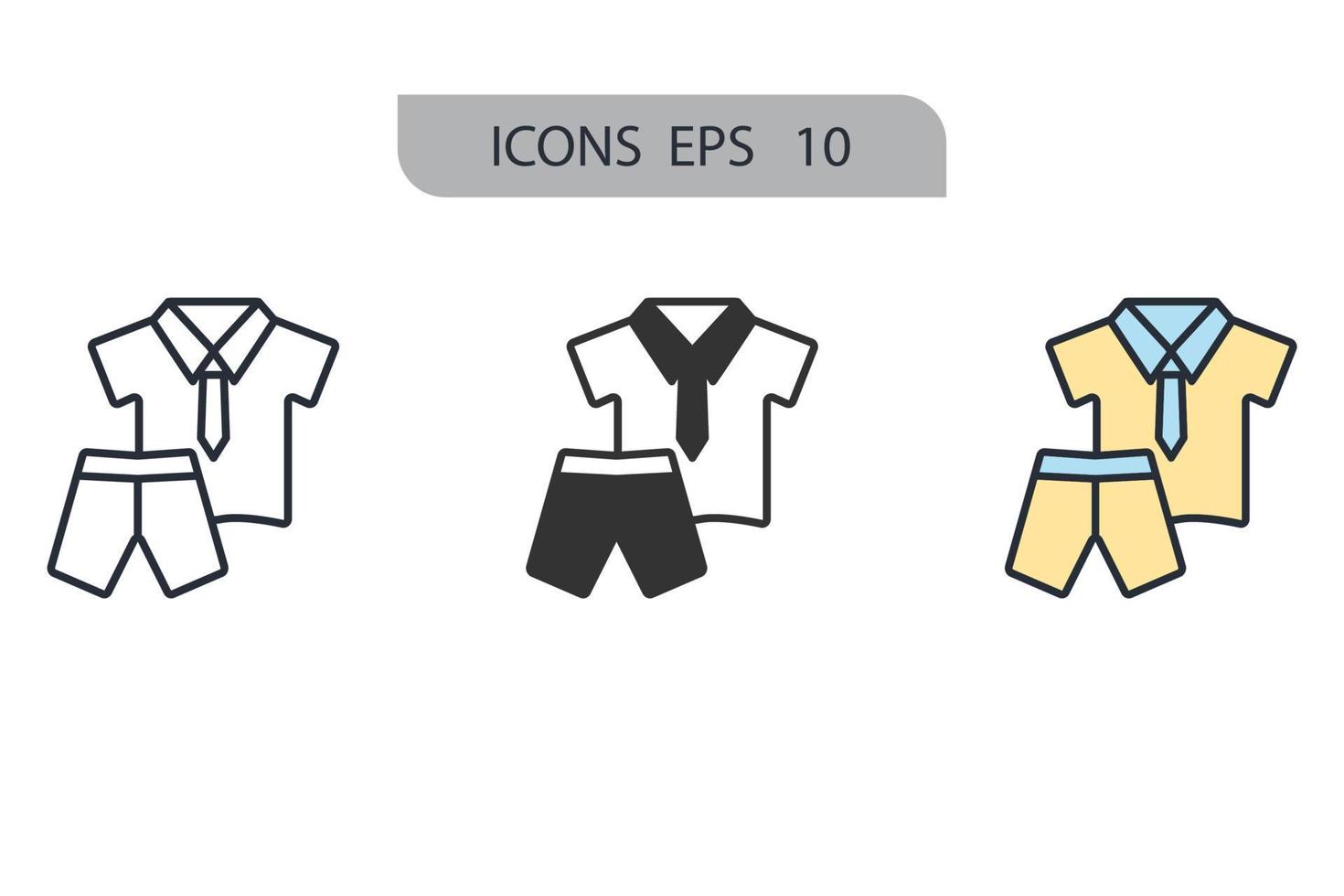 ícones de uniforme escolar simbolizam elementos vetoriais para infográfico web vetor