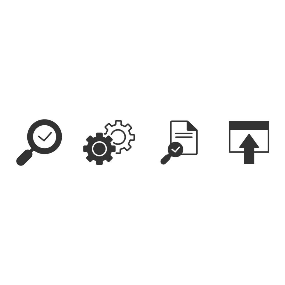 conjunto de ícones da página de resultados do mecanismo de pesquisa serp. elementos de vetor de símbolo de pacote de página de resultados de mecanismo de pesquisa serp para web infográfico