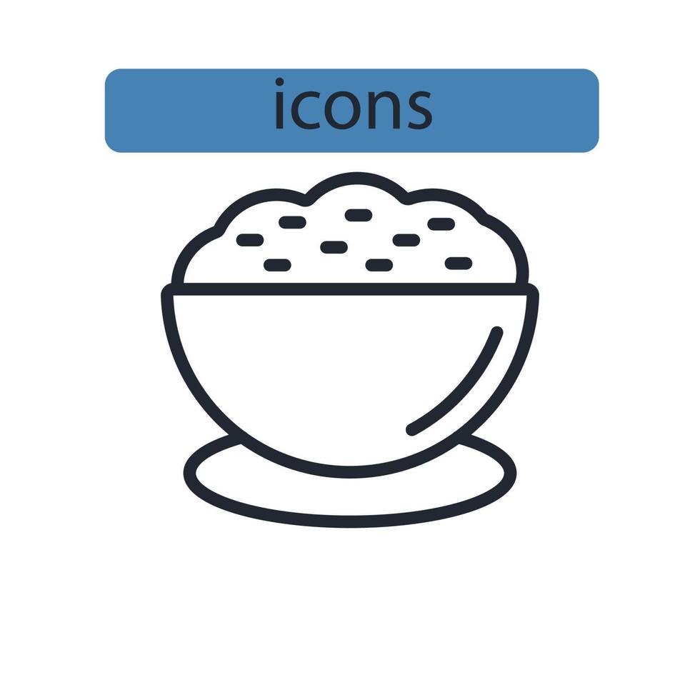 ícones de arroz simbolizam elementos vetoriais para infográfico web vetor