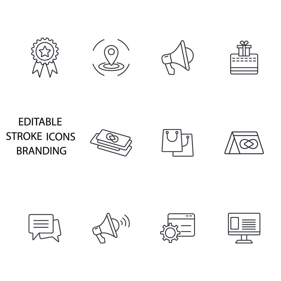 conjunto de ícones de marca. elementos de vetor de símbolo de pacote de marca para web infográfico