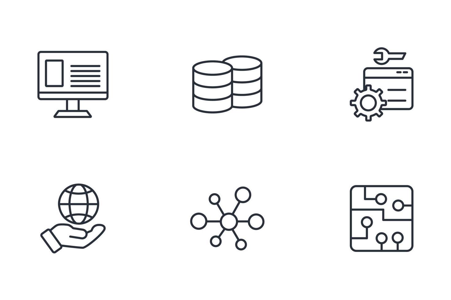 conjunto de ícones de tecnologia da informação. elementos do vetor de símbolo de pacote de tecnologia da informação para web infográfico