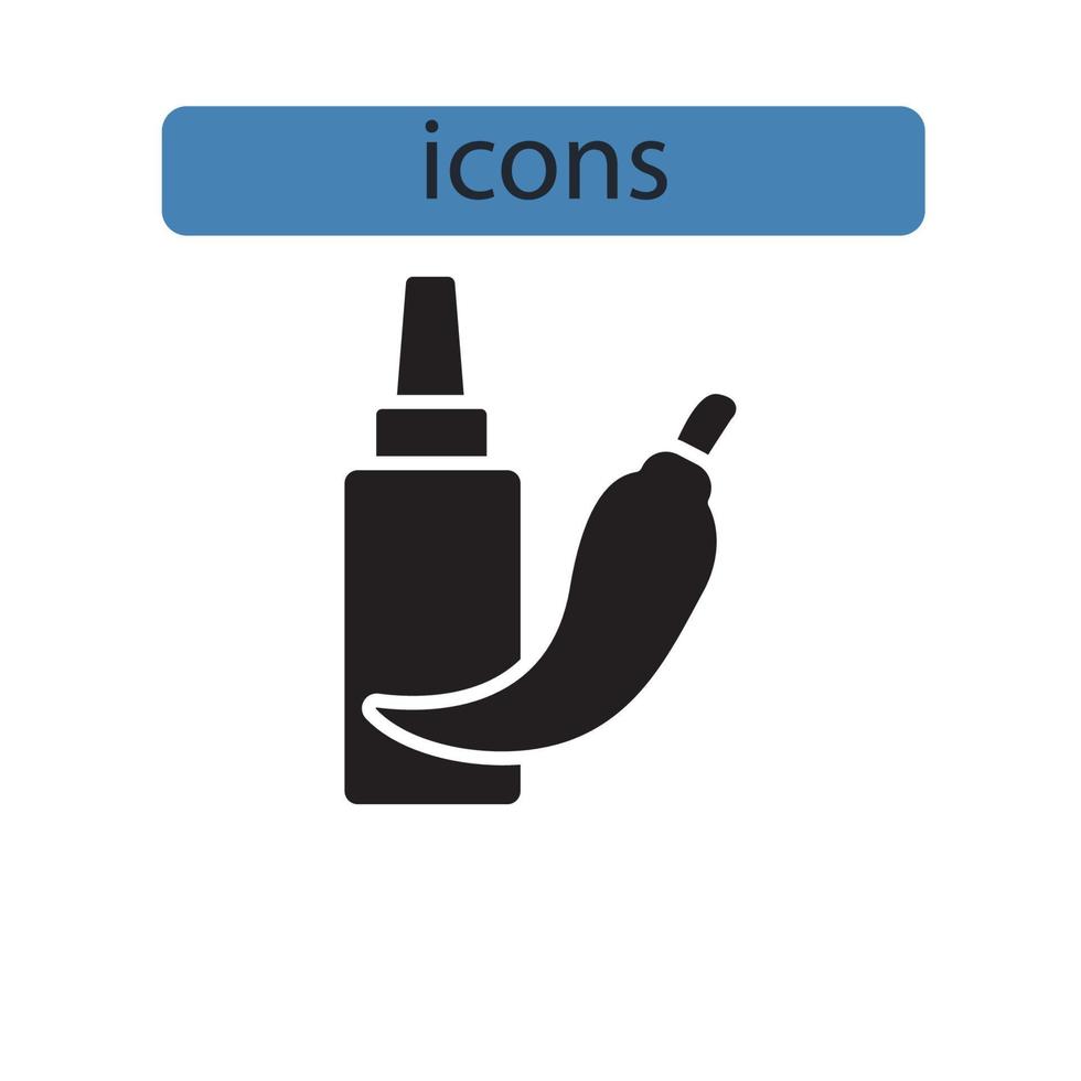 ícones de garrafa de molho de pimenta símbolo elementos do vetor para web infográfico