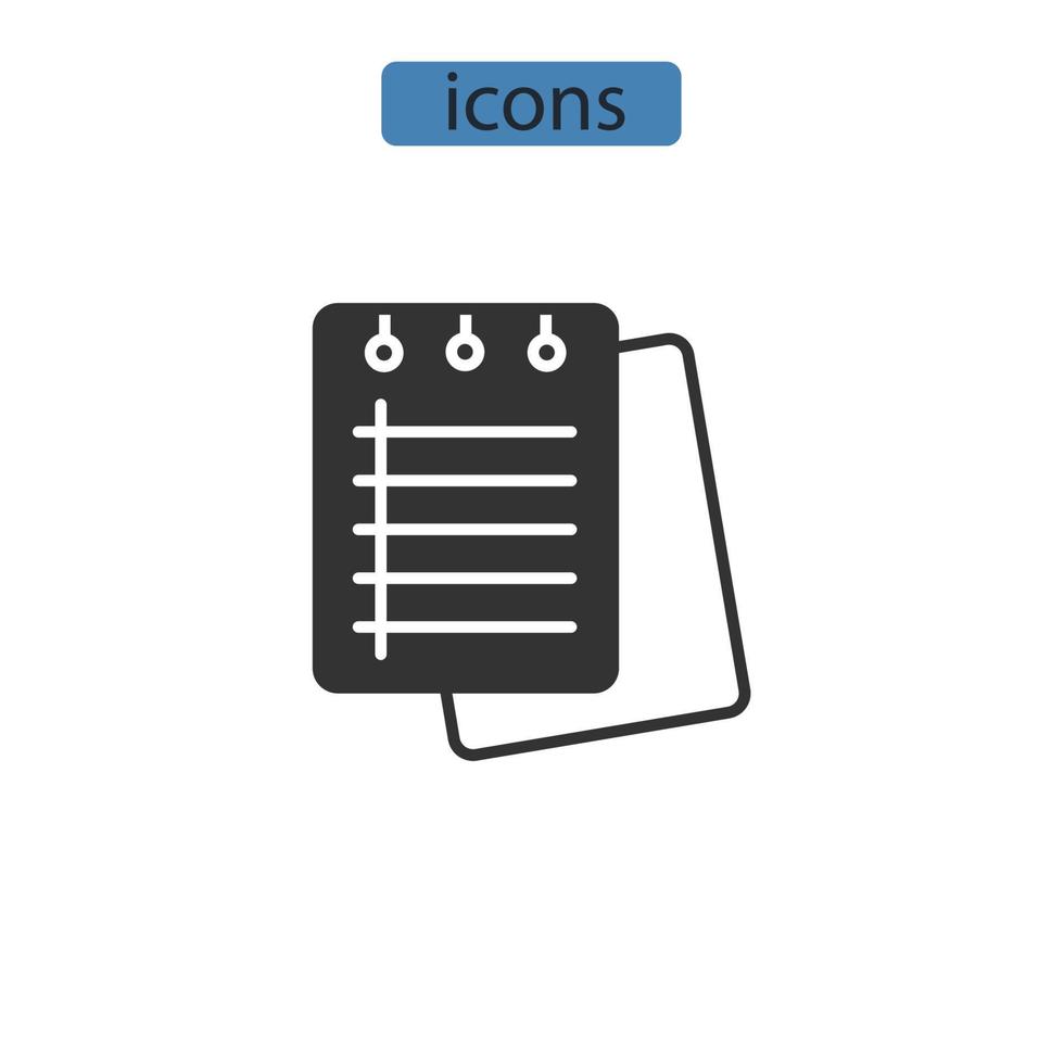 ícones de papel de caderno simbolizam elementos vetoriais para infográfico web vetor