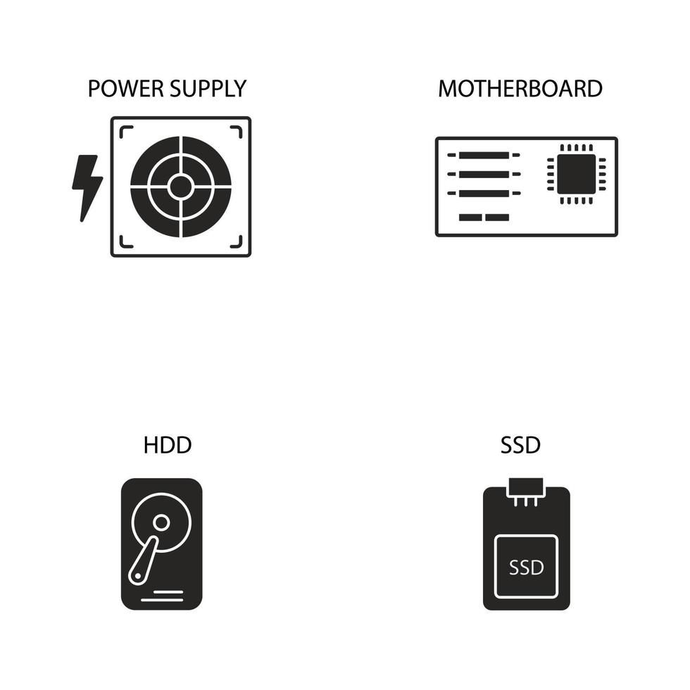 conjunto de ícones de componentes de computador. componentes de computador embalam elementos vetoriais de símbolo para web infográfico vetor