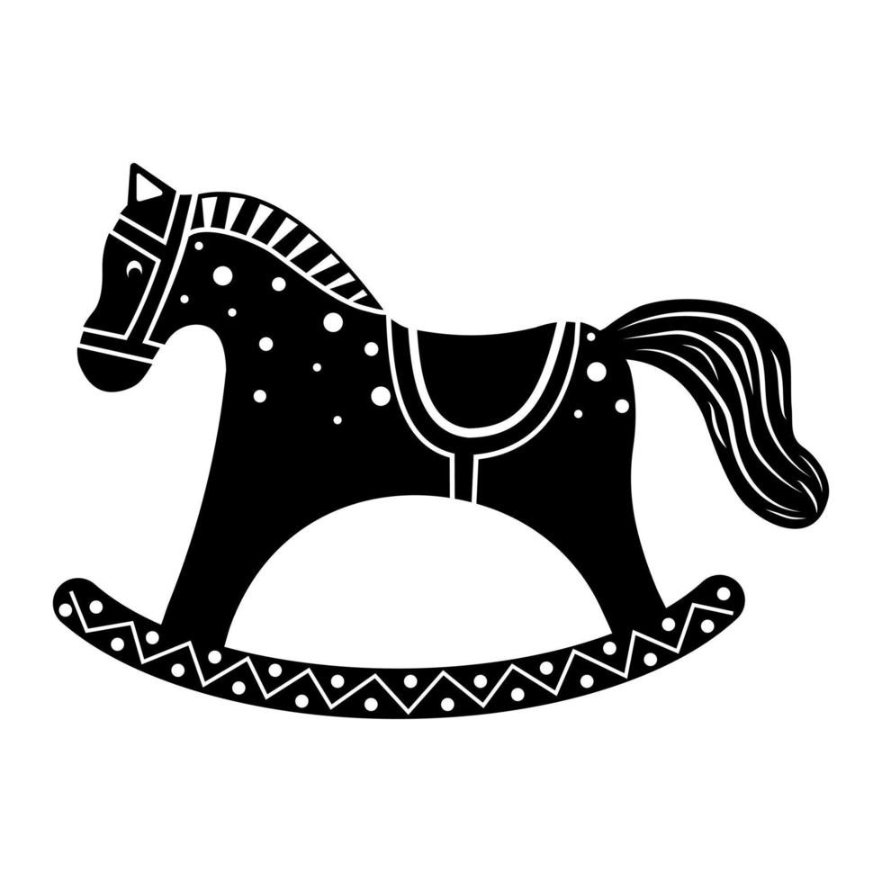 um ícone com a imagem de um cavalo de balanço de brinquedo de madeira infantil. ícone de ilustração vetorial isolado vetor