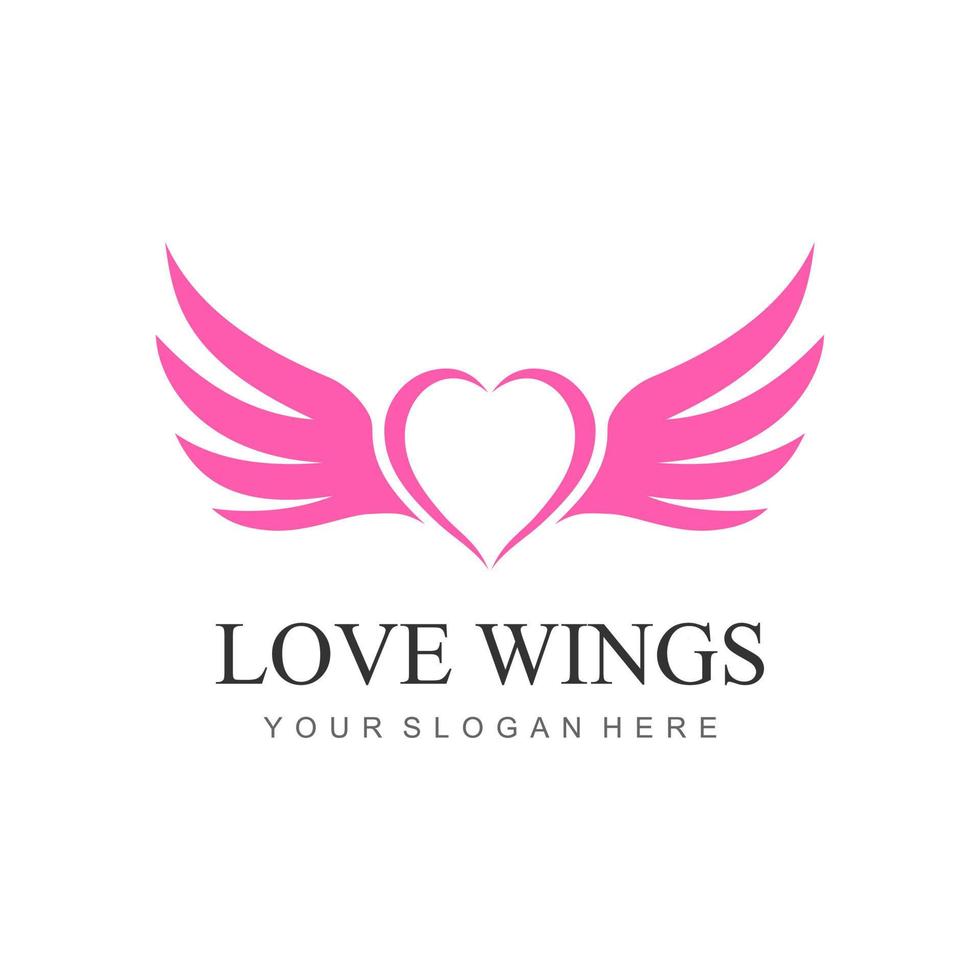 logotipo de asas de amor vetor