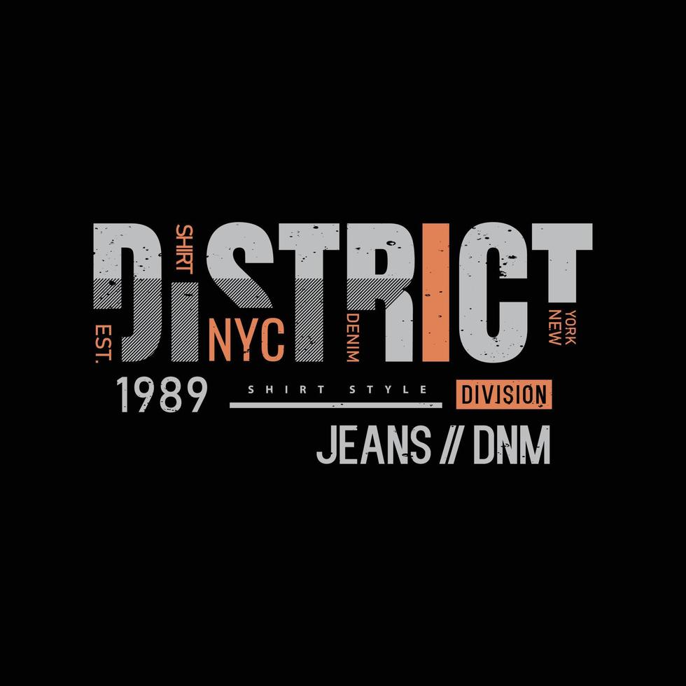 design de camiseta de vetor de tipografia de distrito de nyc