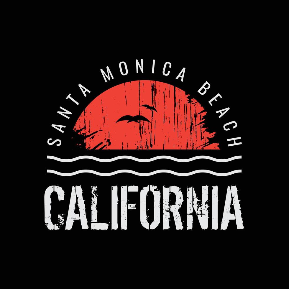 tipografia de ilustração de praia da Califórnia. perfeito para design de camiseta vetor