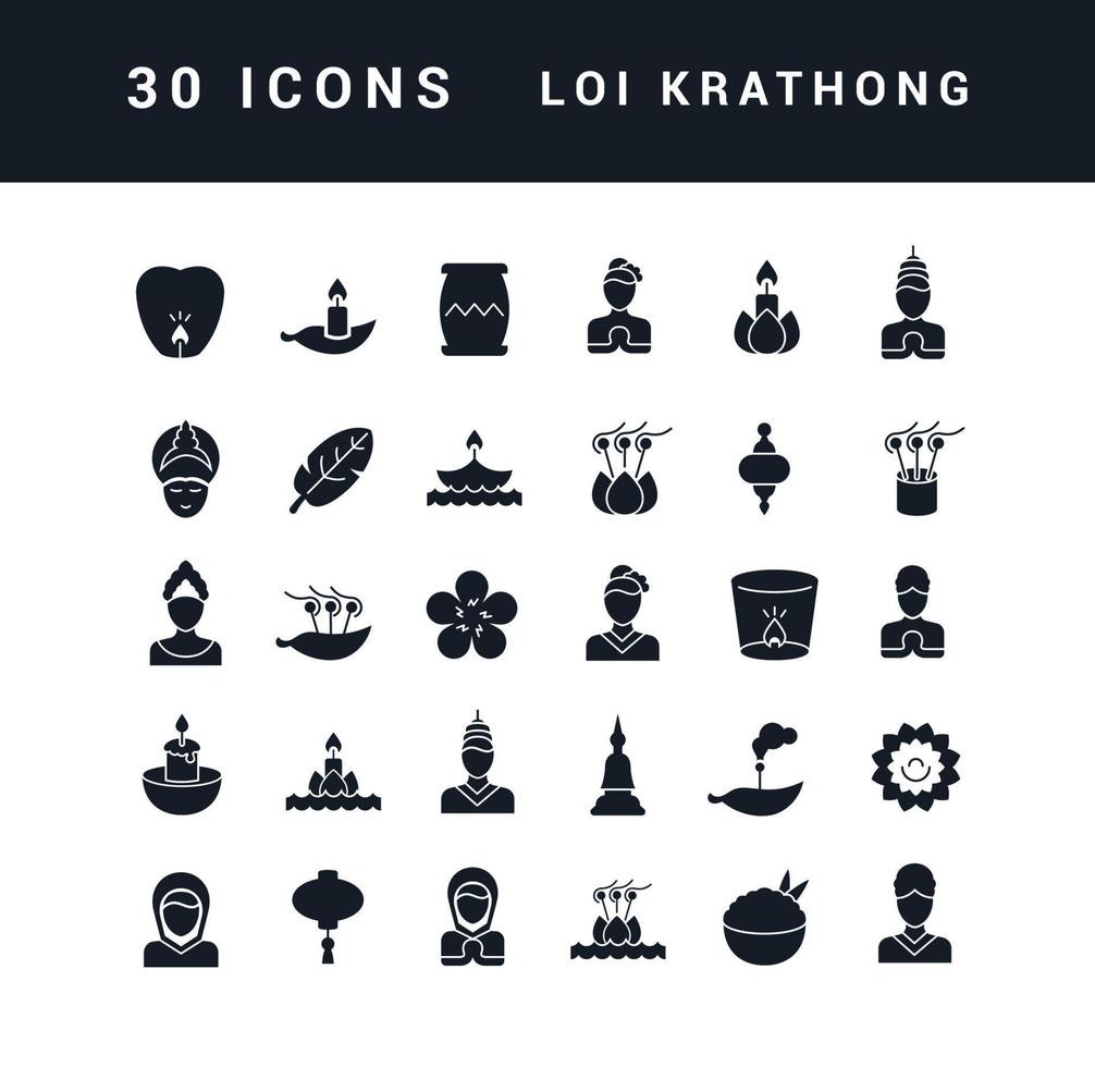 vetor ícones simples de loi krathong