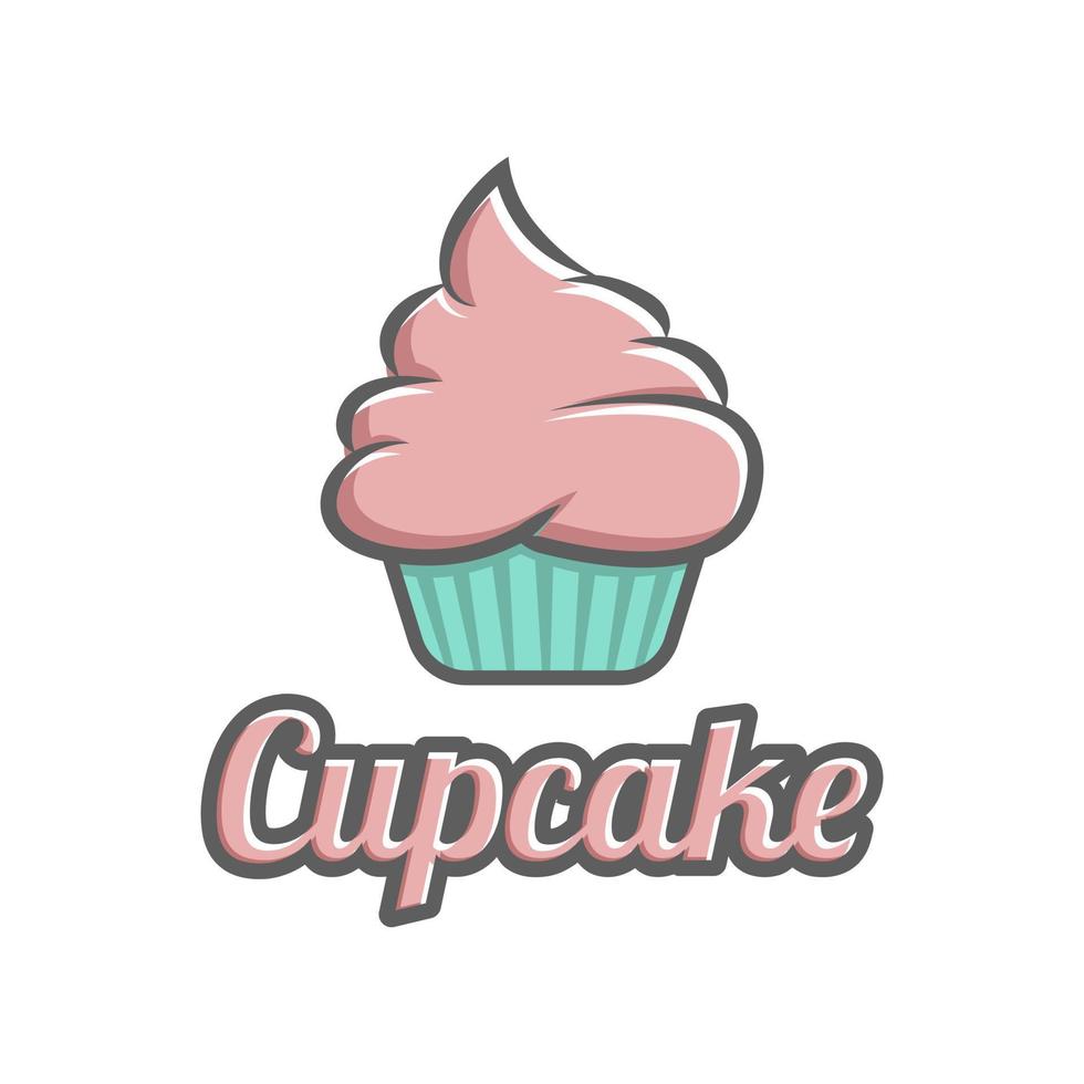 modelo de logotipo de cupcake para padaria e pastelaria em fundo isolado vetor