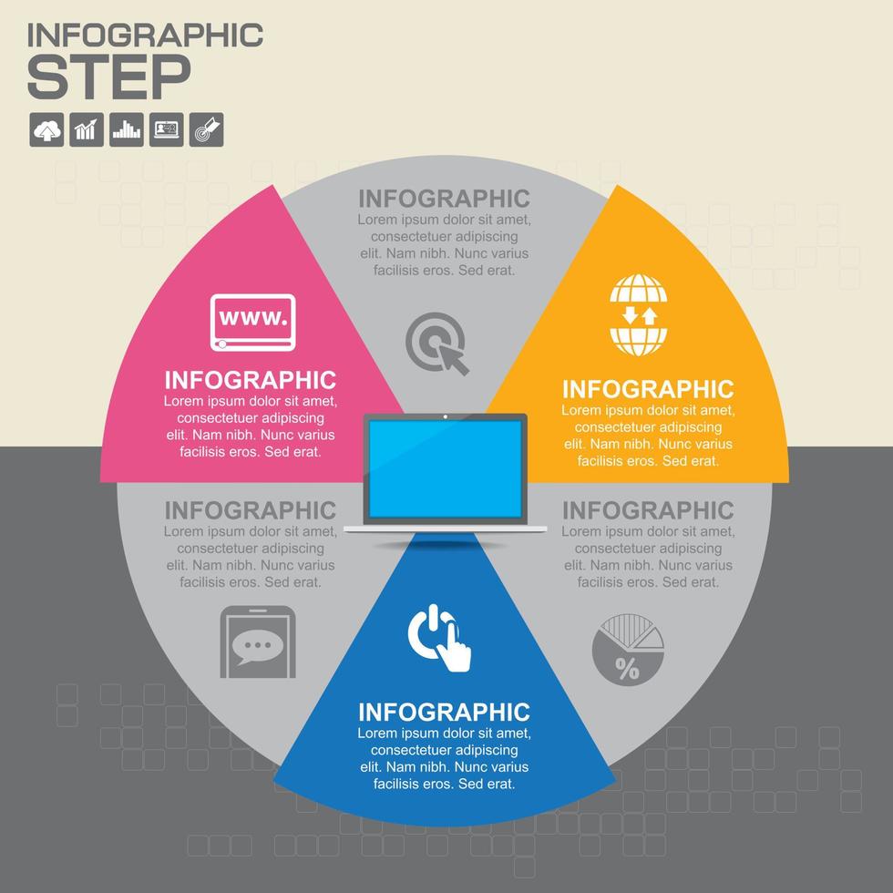 conceito de negócio com opções, peças, etapas ou processos. pode ser usado para layout de fluxo de trabalho, diagrama, opções de número, web design. vetor