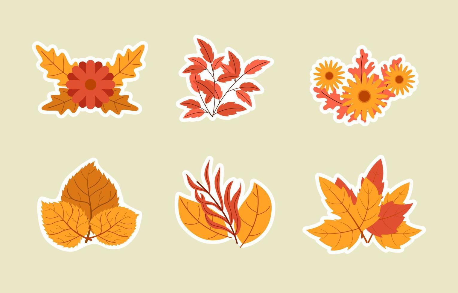 conjunto de adesivos florais de outono vetor