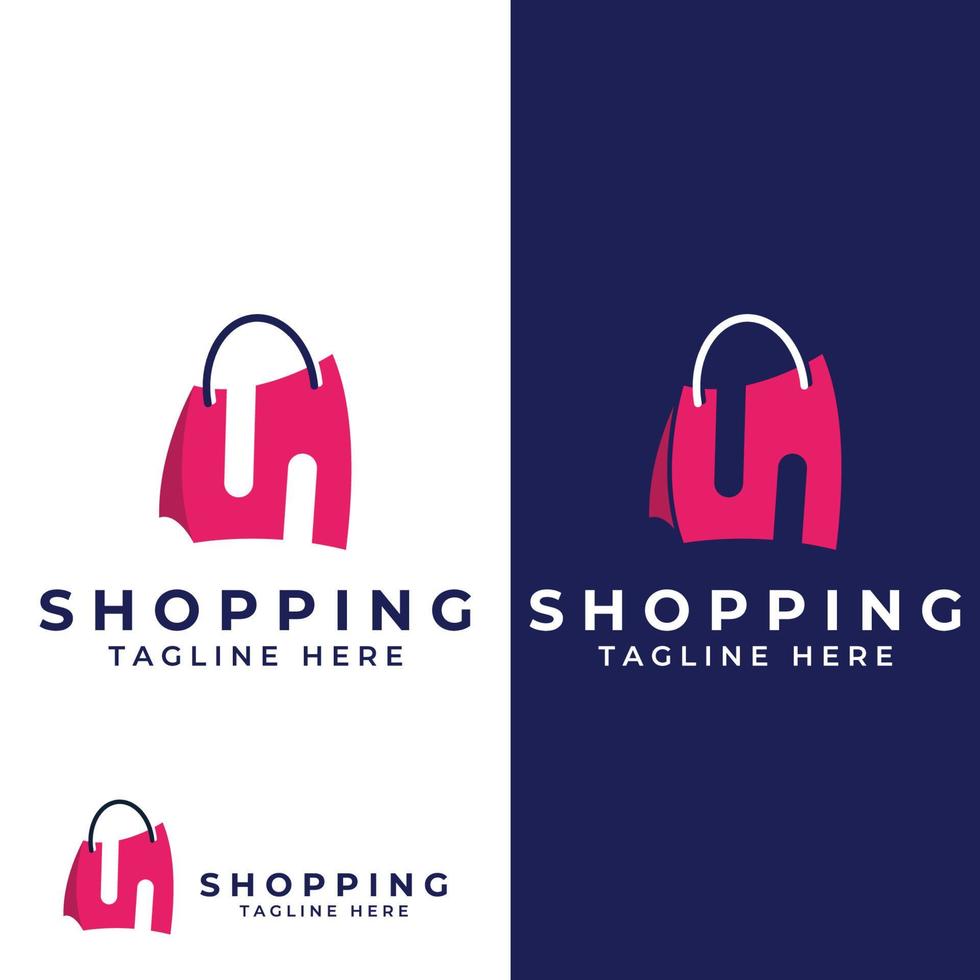 sacola de compras e logo.logo de carrinho de compras on-line adequado para venda, desconto, loja.com edição de ilustração vetorial. vetor