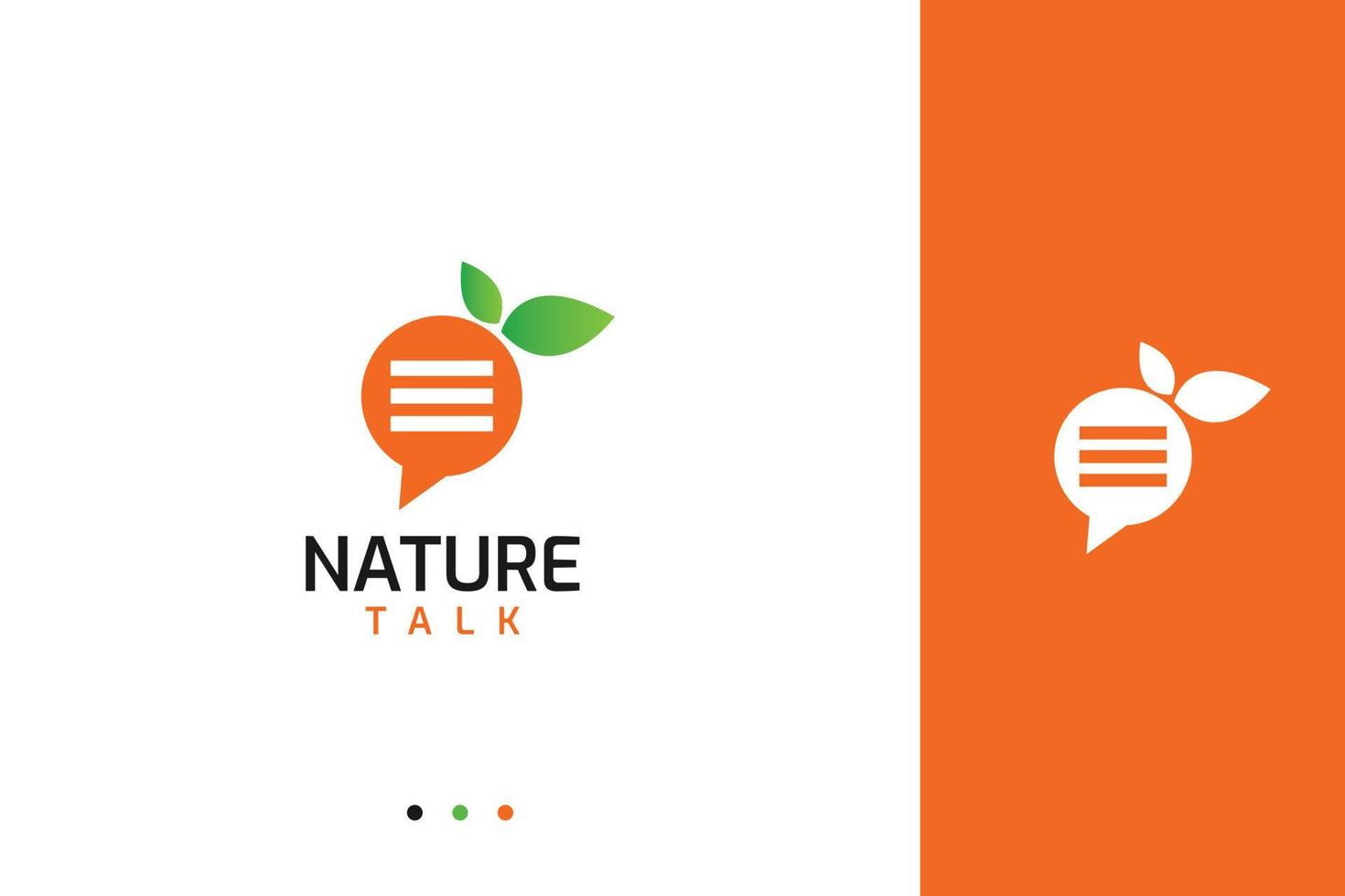 modelo de logotipo de conversa de natureza, mensagem e conceito ecológico vetor