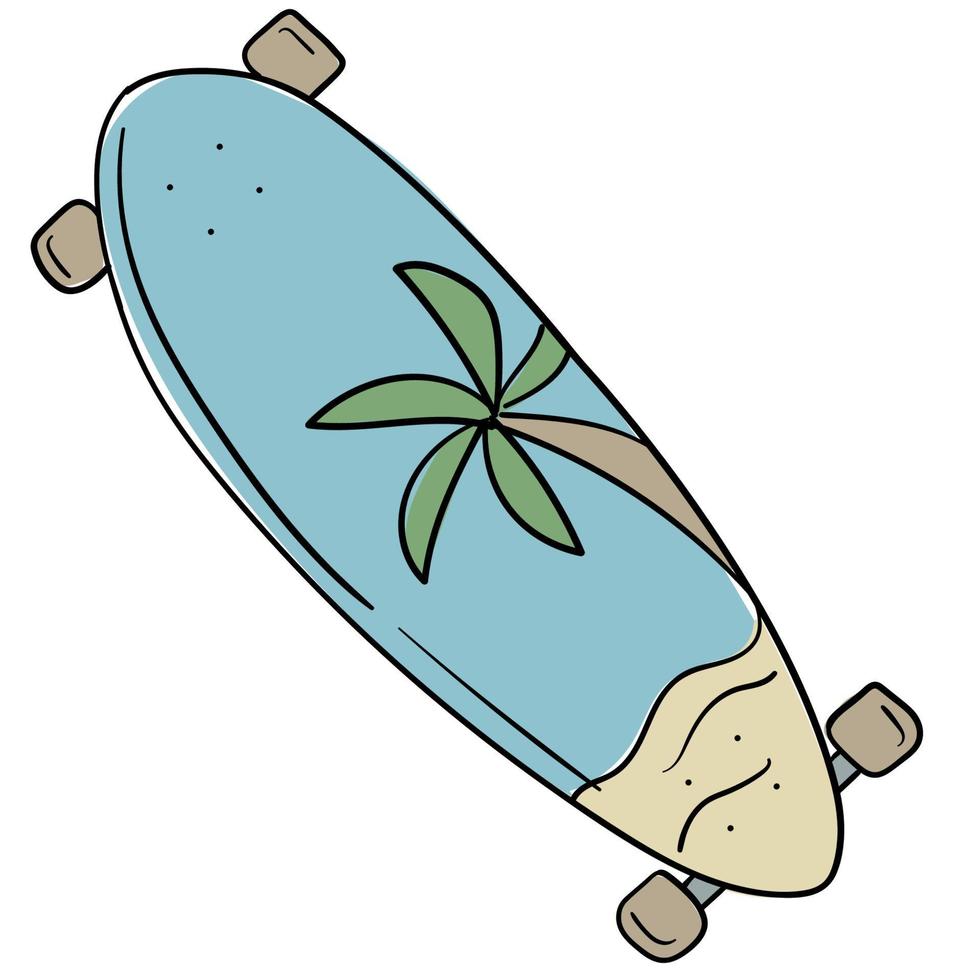 adesivo de doodle com longboards brilhantes vetor