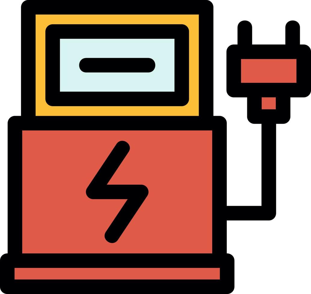 ícone de linha de estação de carro elétrico vetor