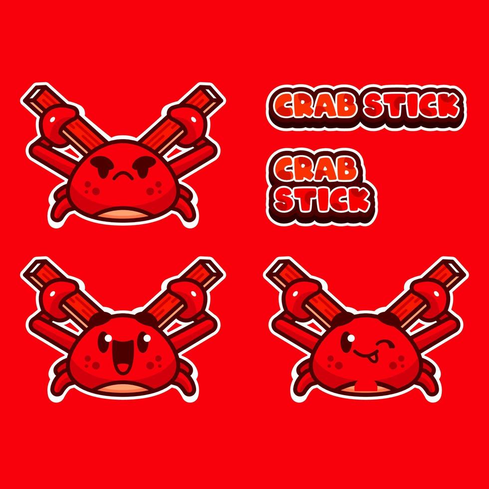 conjunto de ilustração de logotipo de mascote de vara de caranguejo vetor