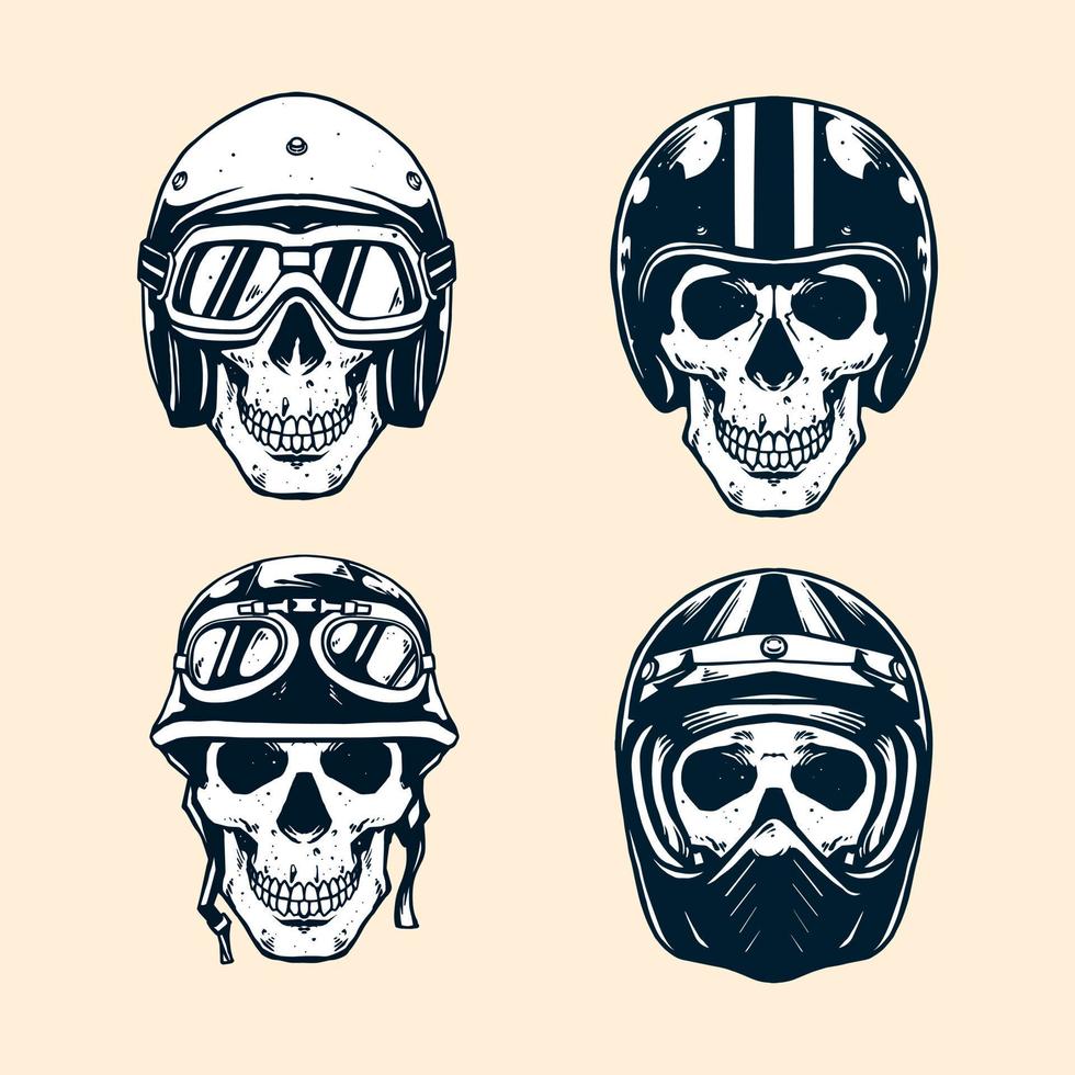 capacete de moto com cara de caveira vetor