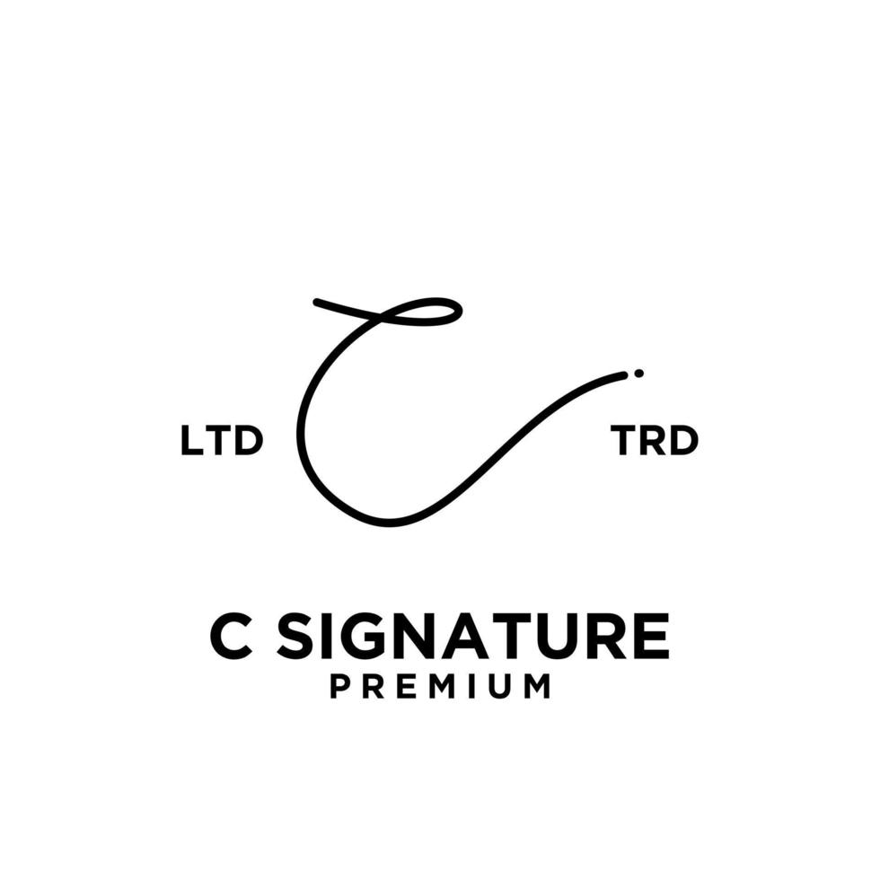 assinatura letra c mão escrever design de logotipo vetor