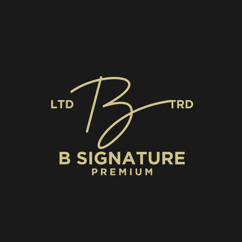 assinatura letra b mão escrever design de logotipo vetor