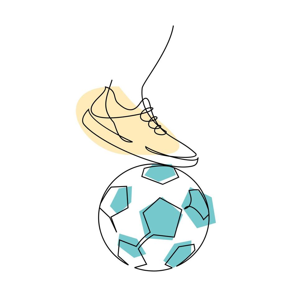 ilustração de linha contínua chuta a bola de futebol vetor