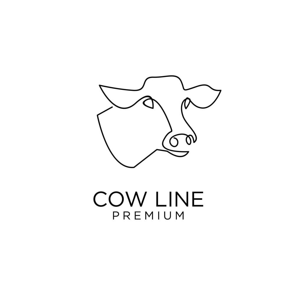 linha de fazenda de vaca mono desenho de ícone de logotipo de desenho único vetor