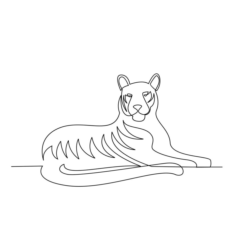 desenho vetorial de desenho de uma linha contínua de tigre vetor