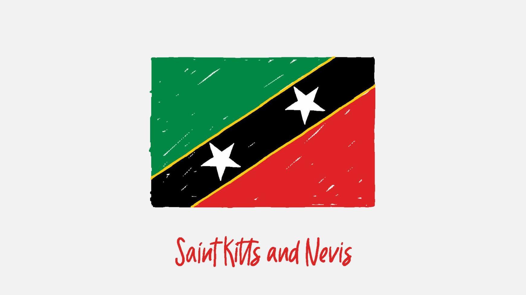 marcador de bandeira de São Cristóvão e Nevis ou vetor de ilustração de esboço a lápis