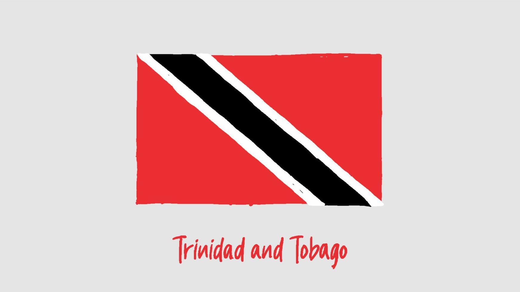 marcador de bandeira de trinidad e tobago ou vetor de ilustração de esboço a lápis