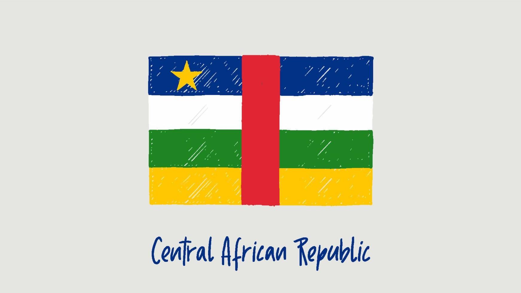 marcador de bandeira da república centro-africana ou vetor de ilustração de esboço a lápis